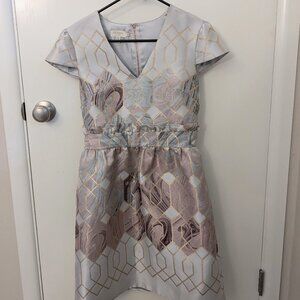 COPY - TED BAKER LONDON Ingrida Jacquard Dress Mid Rose Gold TB 4 sz